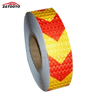 

ZATOOTO 2"*164' Red White Arrows Reflective Safe Warning Conspicuity Tape Film Sticker truck
