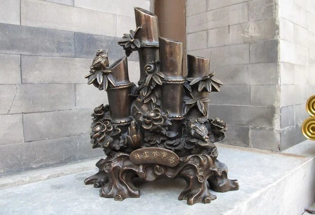 

wholesale factory China Red Bronze Feng Shui Lucky Wealth Money Increase Toad Bamboo Sculpture