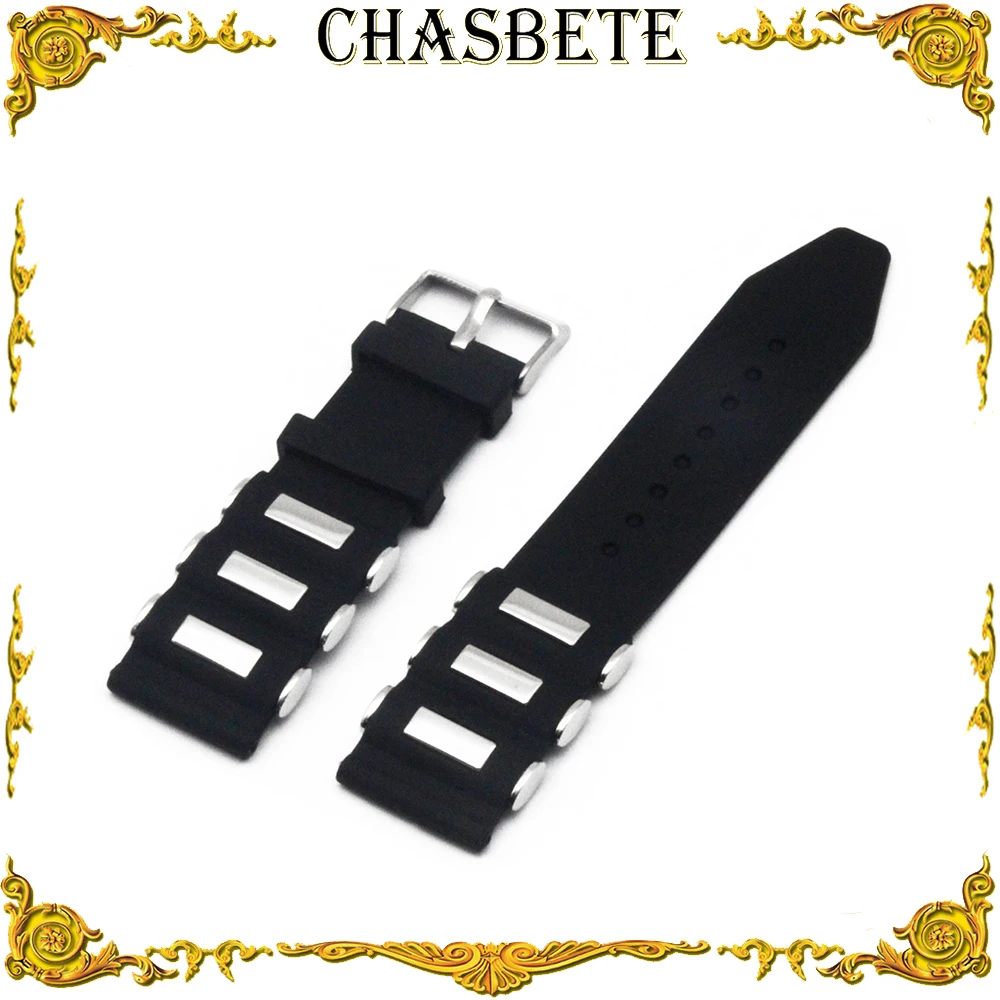 22mm 24mm Silicone Rubber Watch Band for Ferrari Watchband Men Women Resin Strap Wrist Loop Belt Bracelet Black + Tool + Pin