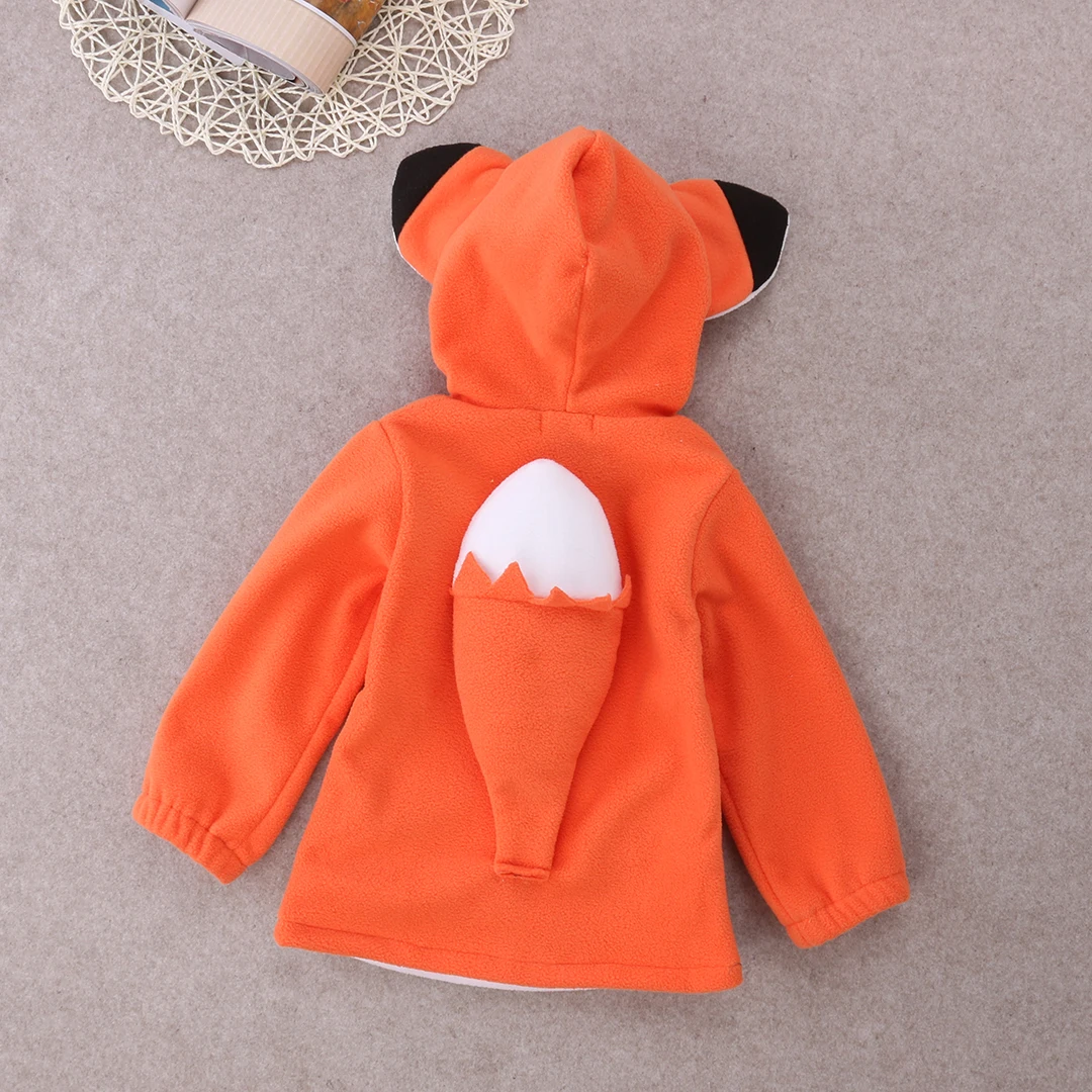 Caldo Cappotto Del Bambino Della Ragazza del Ragazzo Del Capretto Polare del Panno Morbido Animale Del Fumetto Lupo Felpe Con Le Orecchie Con Cappuccio Felpe Rivestimento del Cappotto Costume 0-4Y