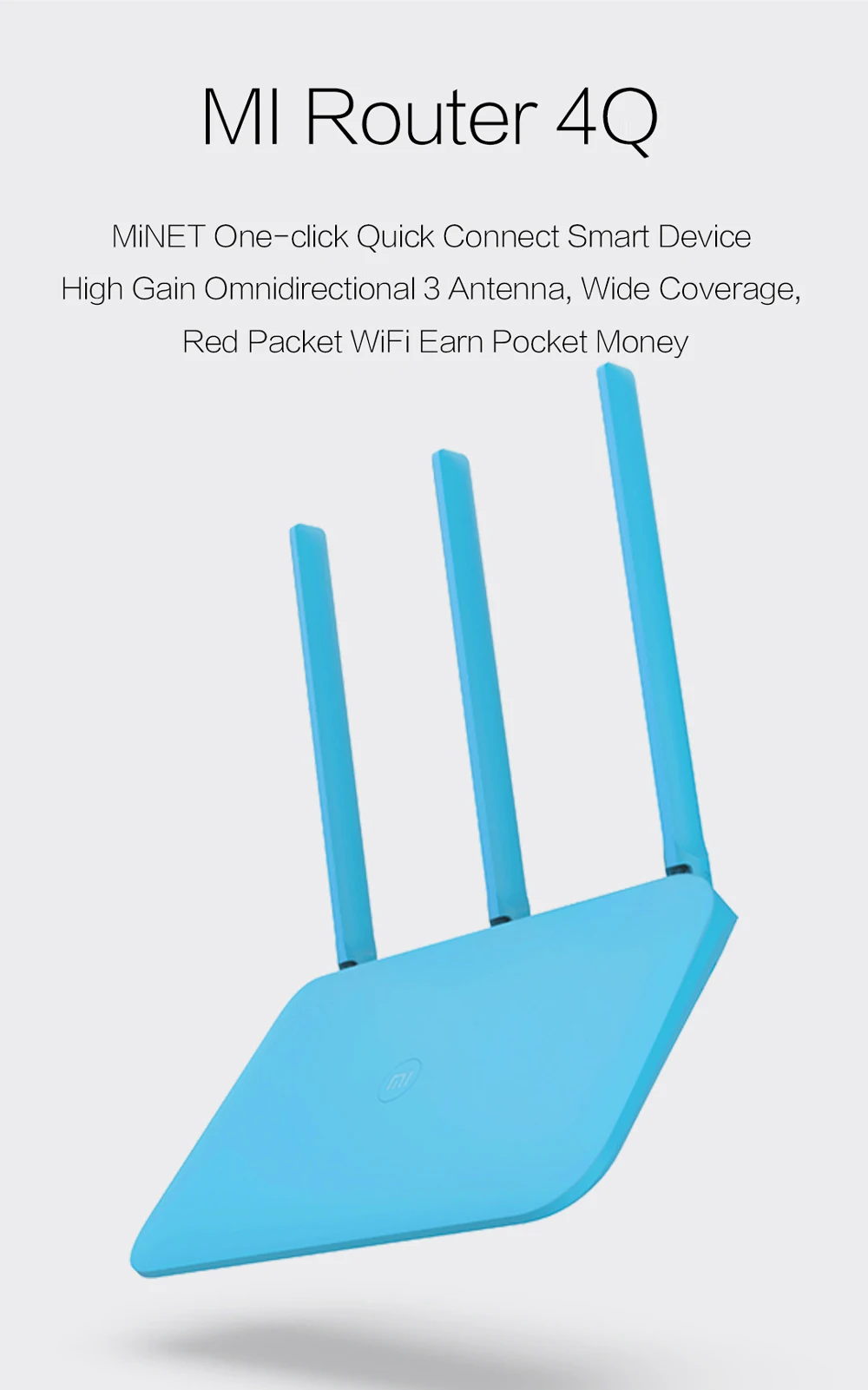 New Original Xiaomi Mi Router 4Q 3 Antennas Blue Wireless 2.4G 802.11bgn 450Mbps APP Control 64M ROMRAM Wifi Wireless Routers