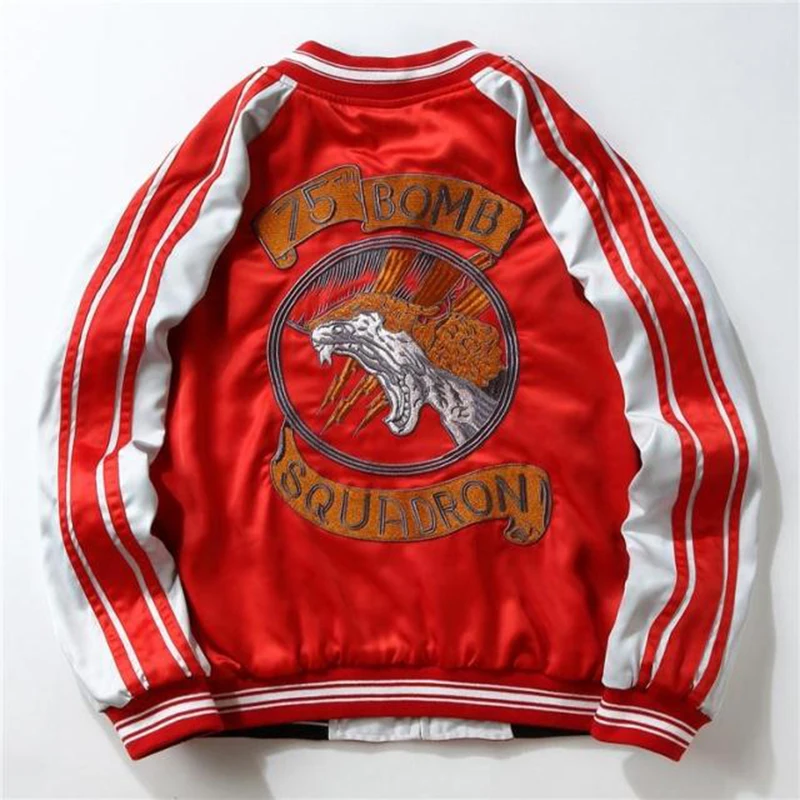 Drop Shipping Embroidery eagle Two Sides Bomber coats Souvenir Jacket Men Sukajan Yokosuka Streetwear Hip Hop Baseball Jackets