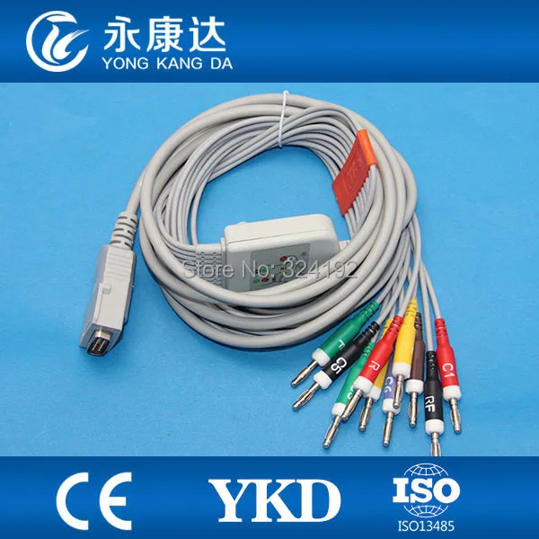 

Compatible Shanghai Burdick ECG one-piece series EKG cable with 10 leadwires EKG patient cable IEC,Banana 4.0