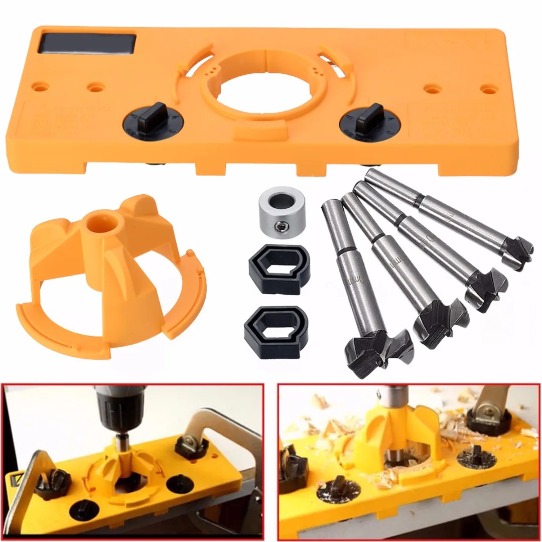DWZ Concealed Hinge Jig Boring Hole Drill Guide + Forstner Bit Wood Cutter