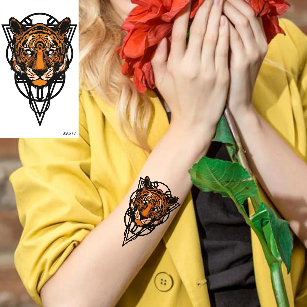

Flash Cool Tiger Animals Design Totem Waterproof Fake Line Temporary Tattoos Sticker Women Arm Tatoos Summer Style Tattoo Spirit