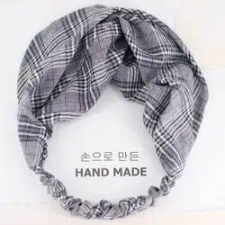 Haimeikang оголовье в клеточку женские аксессуары для волос банты два цвета Hairband Женская корейская мода шарф для волос повязка на голову