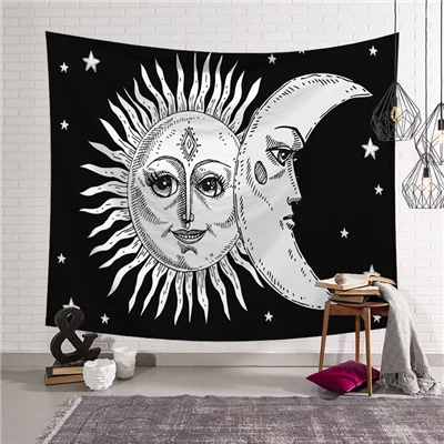 Hippie Mandala Tapestry Wall Hanging Sun And Moon Psychedelic Wall Tapestry Mandala Witchcraft Wall Cloth Tapestries Wall Carpet - Цвет: Sun and moon 10