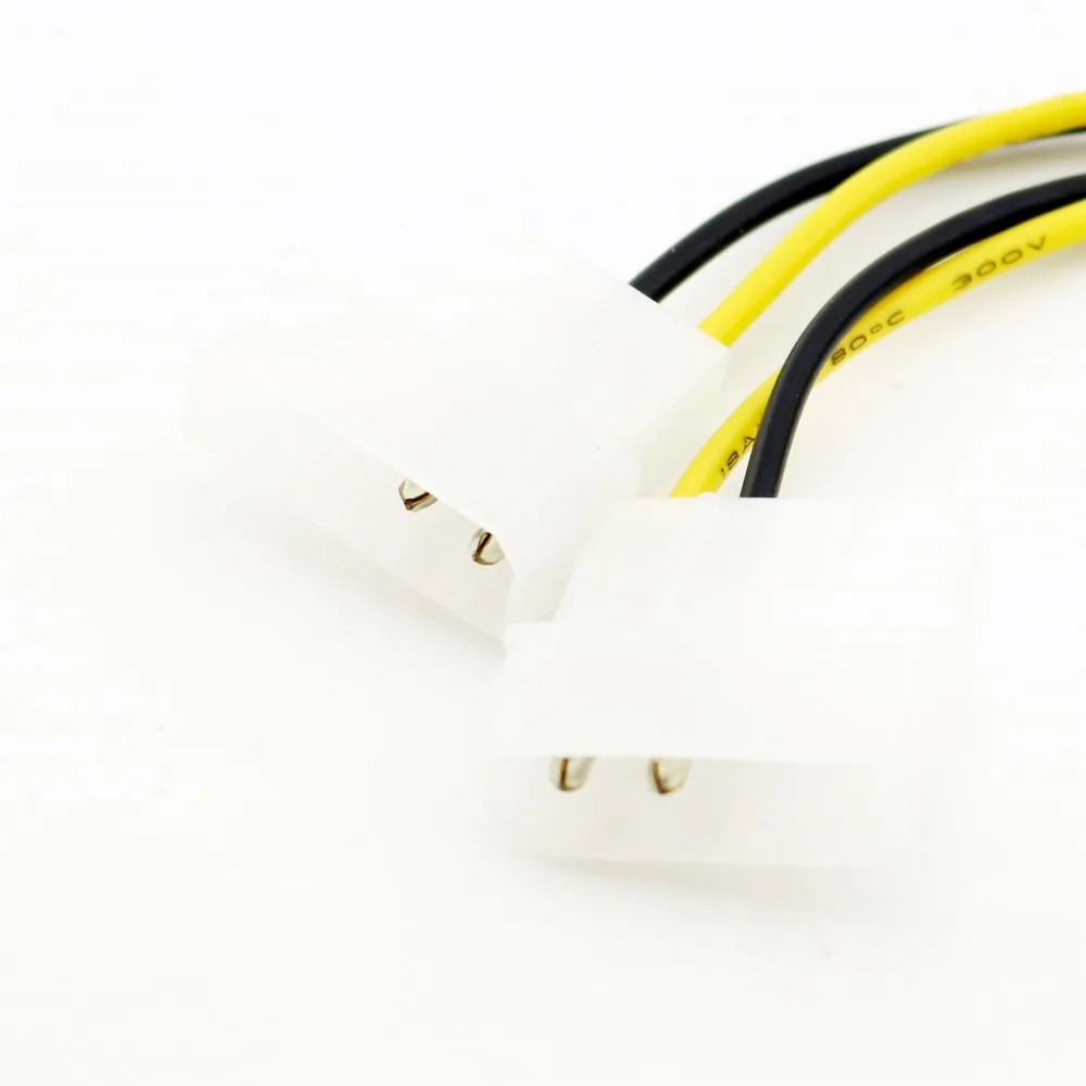 2 шт. ATX 4 Pin Female 12 В CPU PSU к двойному Male Molex Внутренний ПК адаптер питания