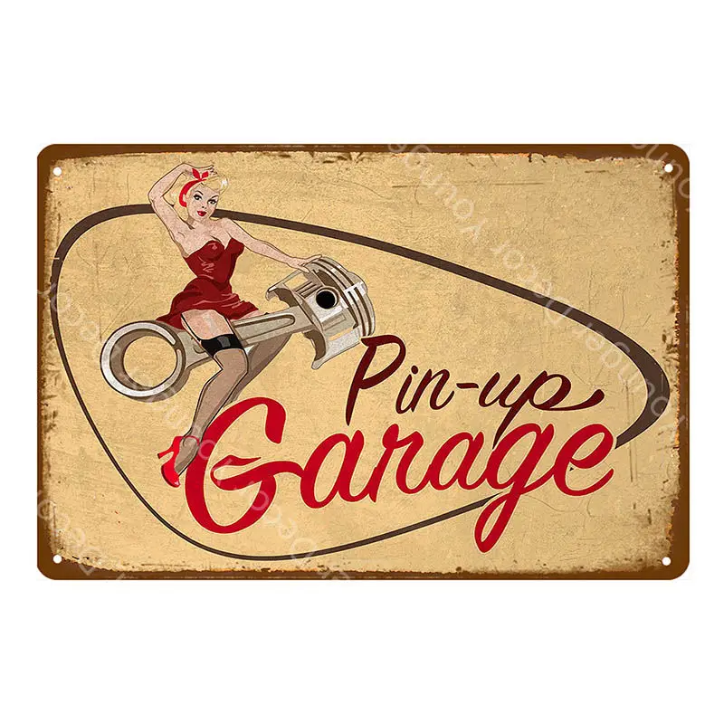 Hot Rod Garage рекламные вывески винтажный металлический постер старинной кирпичной стены Стикеры с изображением машинок и автобусов, двигатель дизельное топливо шин магазин декор живопись знак - Цвет: YD6398G