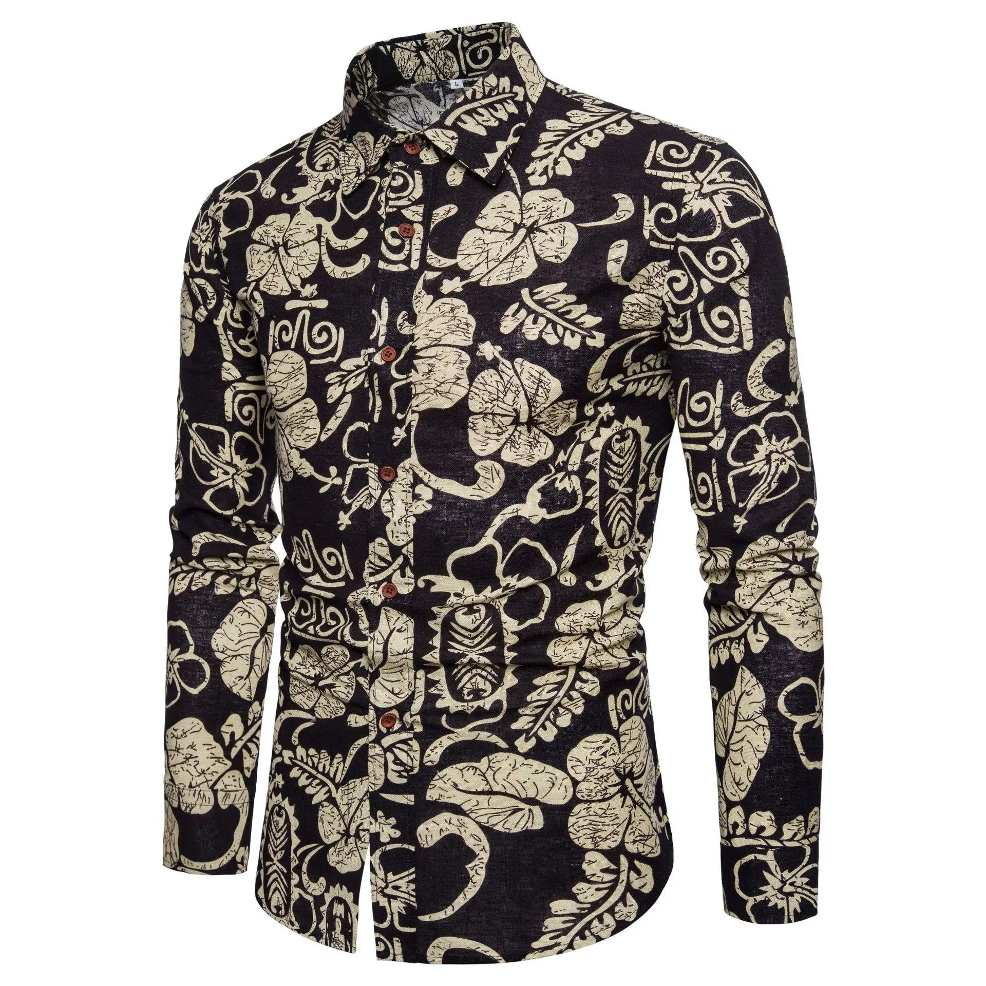 

Flower Social Shirt Men's clothing Slim fit Long-sleeved New model Shirts Male Flower Blouse Men Plus size New