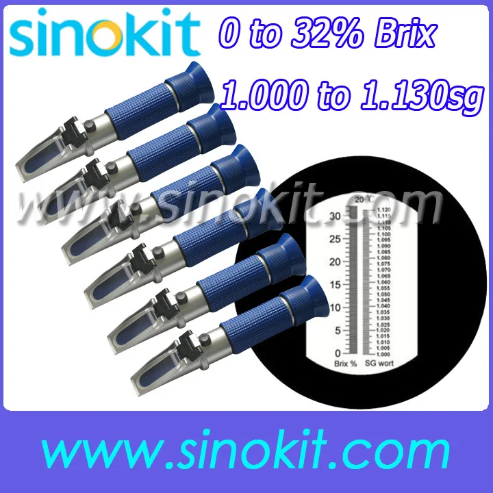 1.000 to 1.130sg and 0 to 32 Brix Hand held Blue grip Refractometer