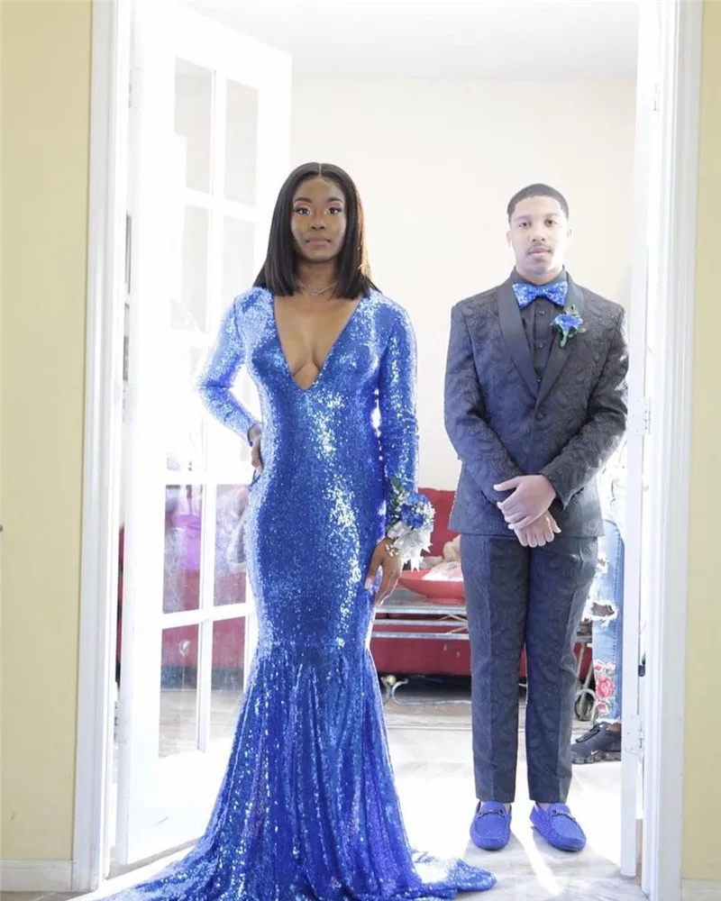 black and blue prom dress