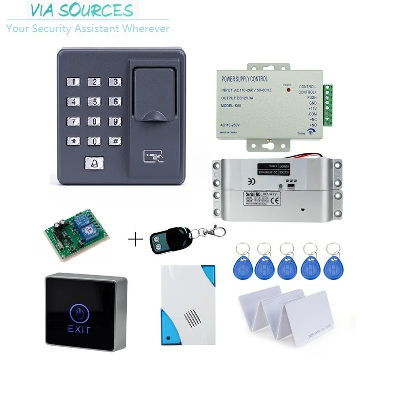 

Direct Factory Access Control Keypad Kit DC Power Supply 125KHz Tag X6 Fingerprint Biometric Scanner for Electric Door Lock