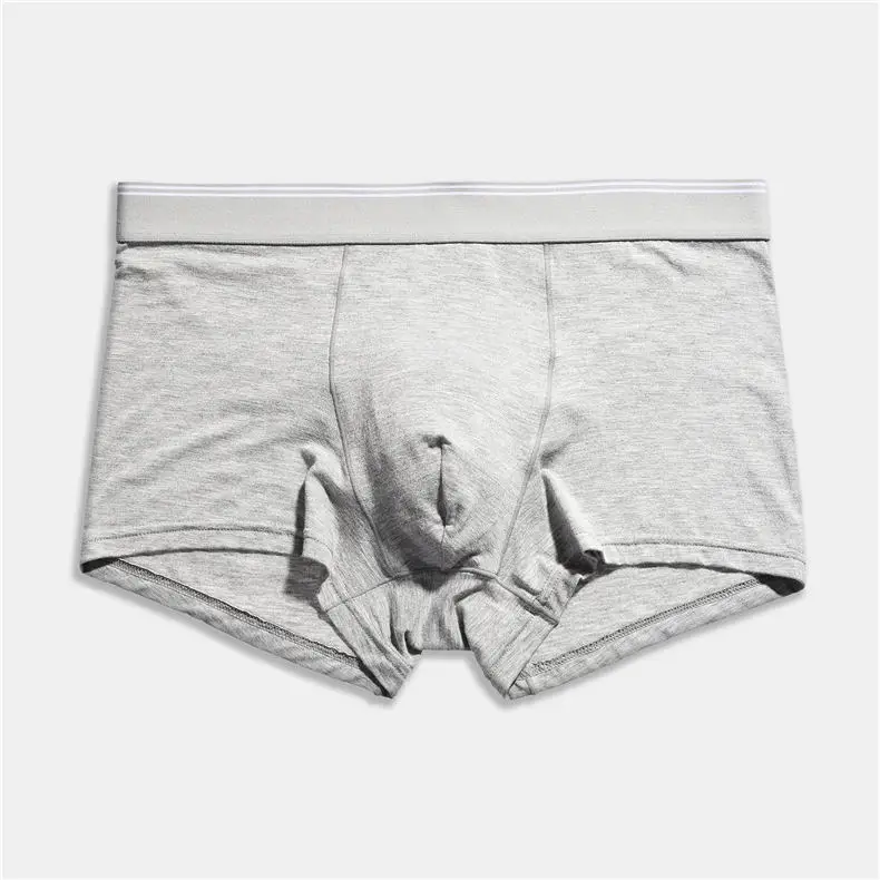 UYEEMU Boxers Men Underwear Modal Mens Boxer Shorts Solid Homme Pull Panties Sexy Male Underpants 3Pcs Lot Gray White Black Gray-01