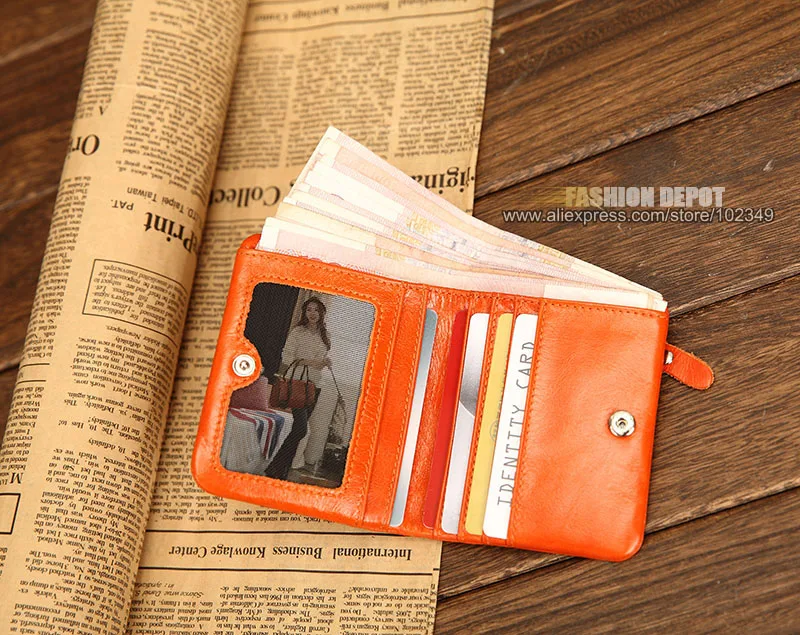 Fashion Oil waxed Genuine Leather Wallet for Women Simple Stye Women's Luxury Real Leather Wallet with Zipper  (15)