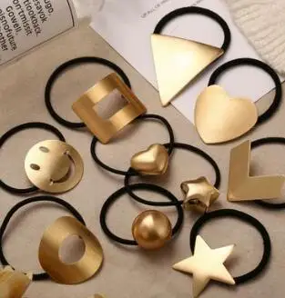 

Fashion Metal Elastic Hair Jewelry For Women Girls 2019 Geometric Heart Star Cute Scrunchie Tie Head Wear Hair Accessories