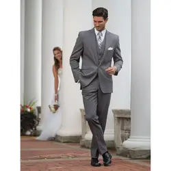 Индивидуальный заказ Новый Серый Для мужчин Нарядные Костюмы для свадьбы смокинги друзей жениха Slim Fit Best Man костюм формальный костюм Для