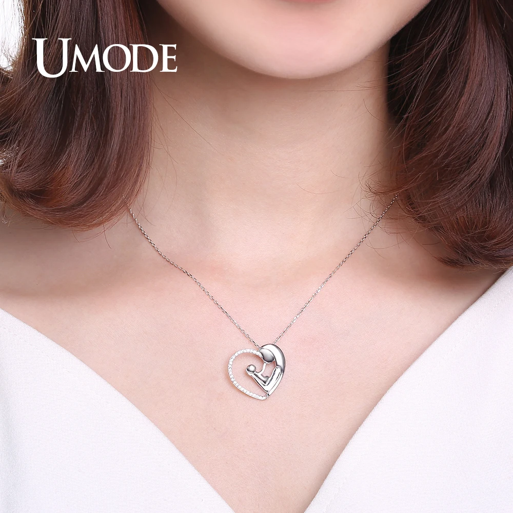 Женское Ожерелье с сердцем UMODE из стерлингового серебра 925 пробы фианитами