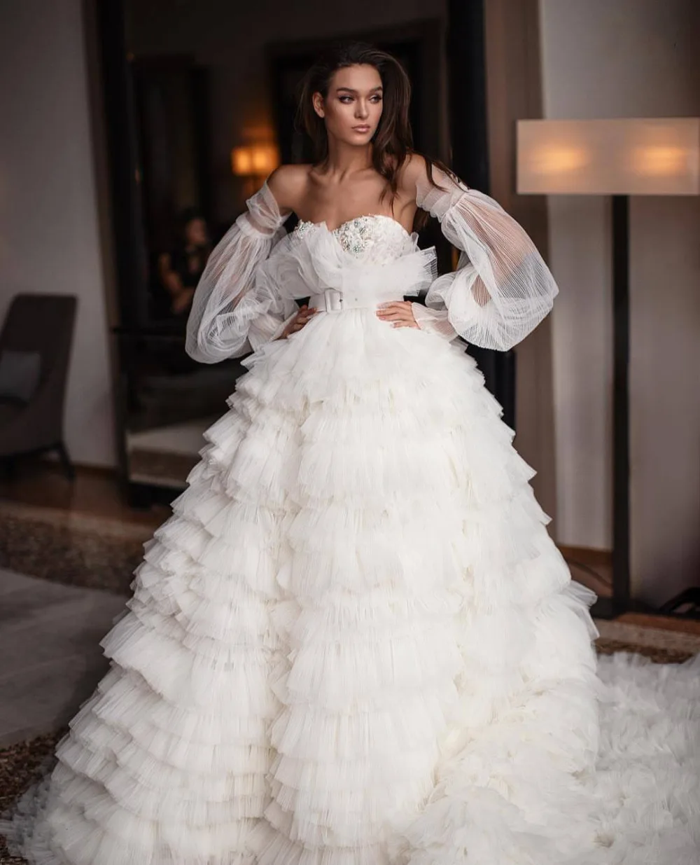 baile fora do ombro vestido formal com
