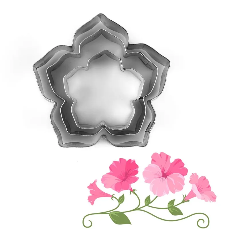 

3pcs/lot Stainless Steel Beautiful Flower Cake Mold Petunia Carnations Cosmos Cookie Cutter Fondant Cake Decorating Tools
