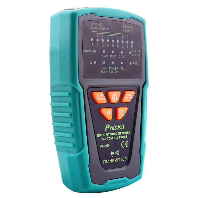 Pro'sKit MT-7029-C الضوضاء تصفية كابل شبكة PoE الحبر التحقيق تستر ل سلك خط الهاتف للكشف عن المقتفي