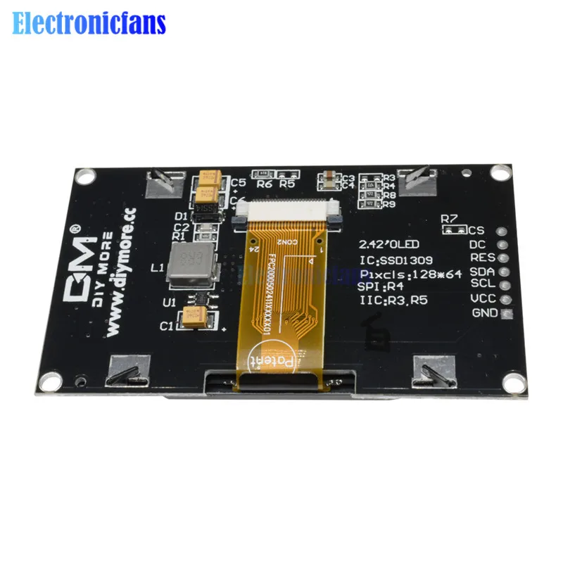 Diymore 2,42 дюймов 2,4" ЖК-экран 128x64 OLED дисплей модуль IIC IEC SPI серийный 12864 OLED дисплей для C51 STM32 SPD0301 белый