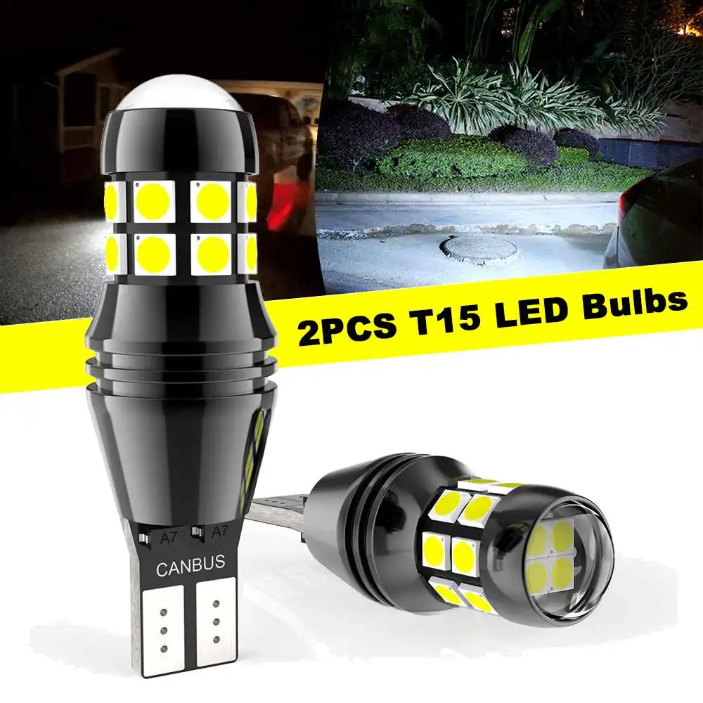 

2Pcs T15 Car Led Signal Lamp 730LM 3030 SMD LED Signal Light Reverse Tail Brake Lights Bulb 12V 20W No OBC Error