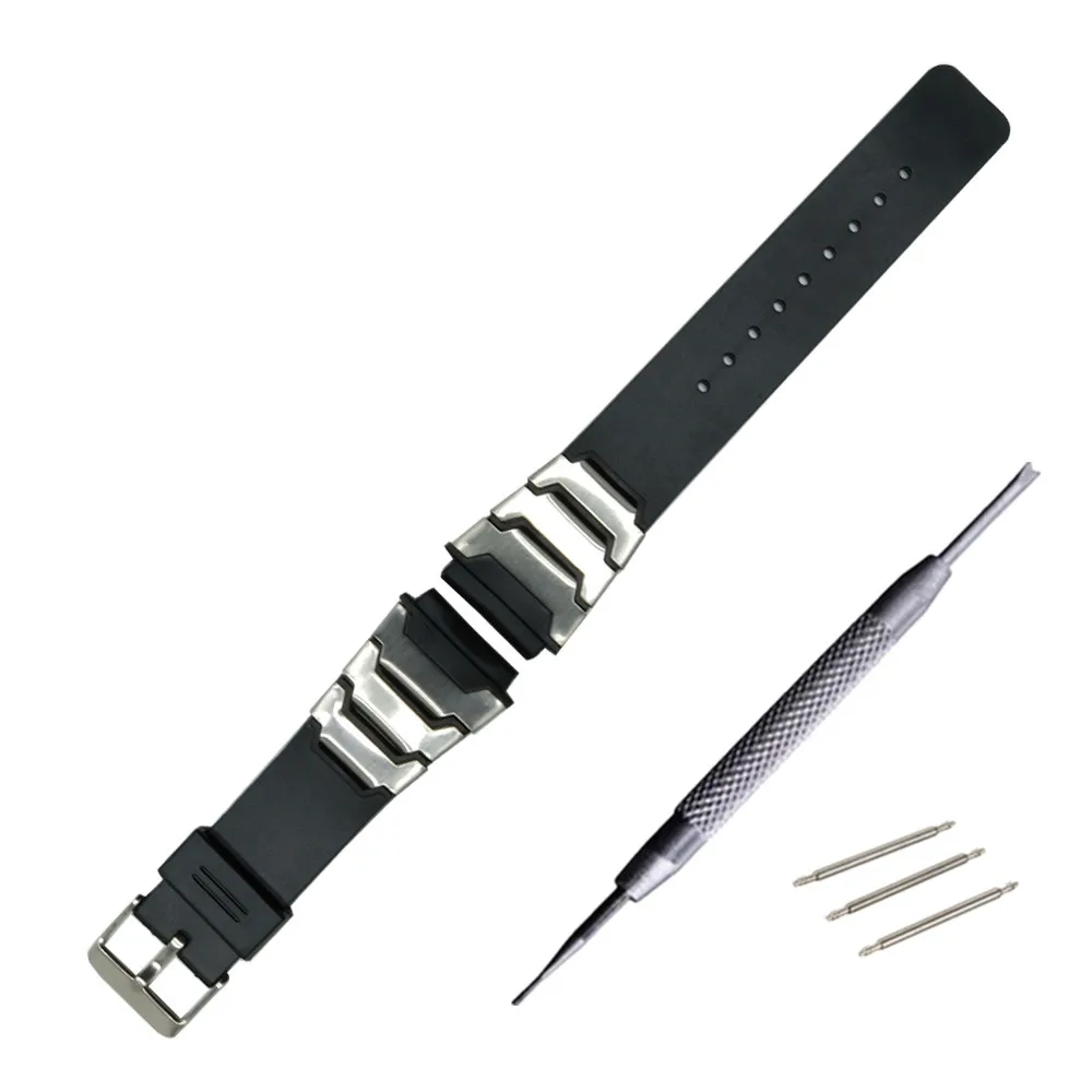 

Stainless Steeel Silicone Sports Diving Rubber Watch Band 25 x 20mm Watchband Stainless Pin Buckle Strap Wrist Belt Bracelet