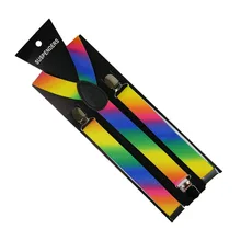 Winfox мода 2,5 см радужные полосатые подтяжки мужские женские подтяжки эластичные регулируемые подтяжки