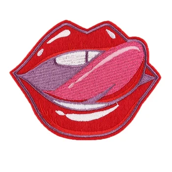 

1 PIC 4.06*3.27 INCH lip embroidery patch back glue patch women T-shirt trousers decorative clothing accessories bag patch