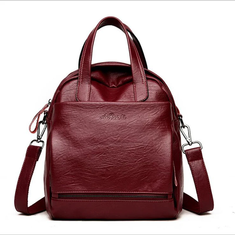 

2018 New Fashion Women's Backpack High Quantity PU Leather Solid Shoulder Bag Multi-function Europe and America Fashion Hand Bag