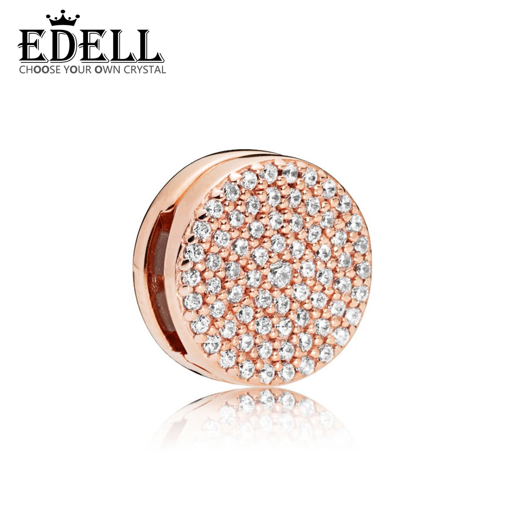 

EDELL 100% 925 Sterling Silver New 787583CZ ROSE REFLEXIONS DAZZLING ELEGANCE CLIP CHARM Original Women's Jewelry Charming Gift