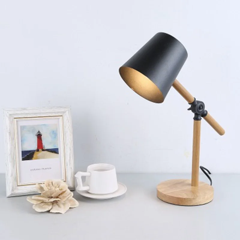 Lukloy Simple Decoration Wooden Led Table Lamps Nordic Eye Led