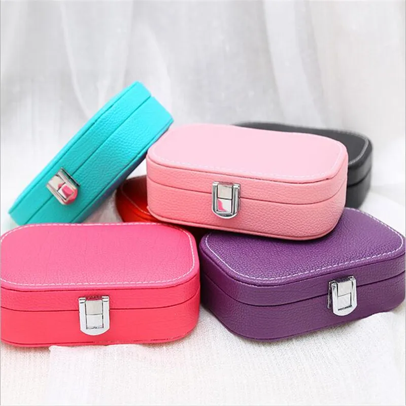 High Grade 6 Color Protable Leather Ring Box Earrings Case Fashion Accessories Display Box Jewelry Organizer Highly Demand