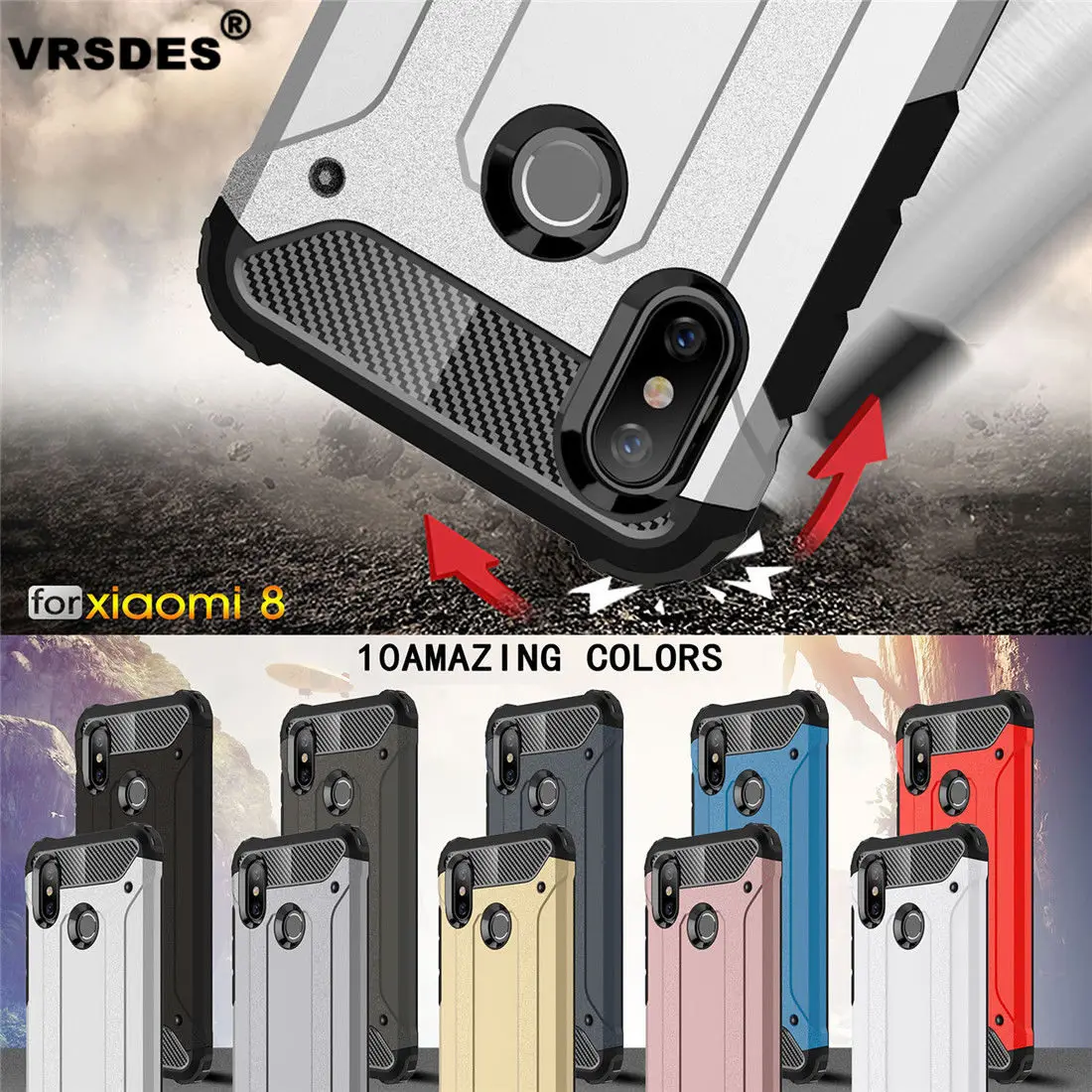 Армированный чехол VRSDES для Xiaomi Redmi Note 5 Pro Mi 8 6X 5X A1 A2Case силиконовый +