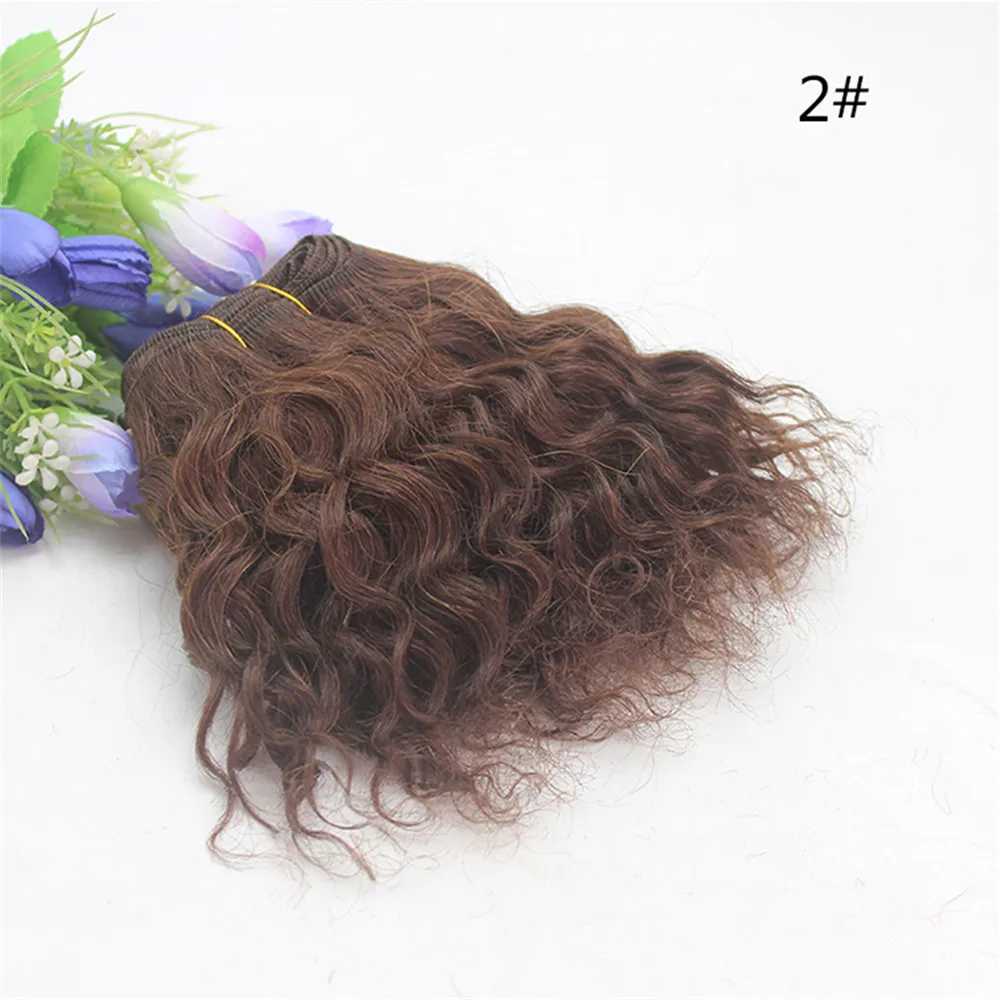 Cena 1 sztuka rozszerzenie wełny doczepiane włosy Khaki żółty czerwony kolor peruki z kręconych włosów dla BJD SD amerykańska lalka DIY peruki