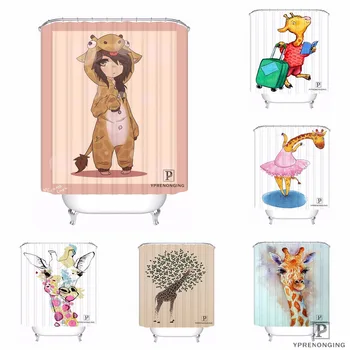 

Custom Animal Giraffe Waterproof Shower Curtain Home Bath Bathroom s Hooks Polyester Fabric Multi Sizes180509-10