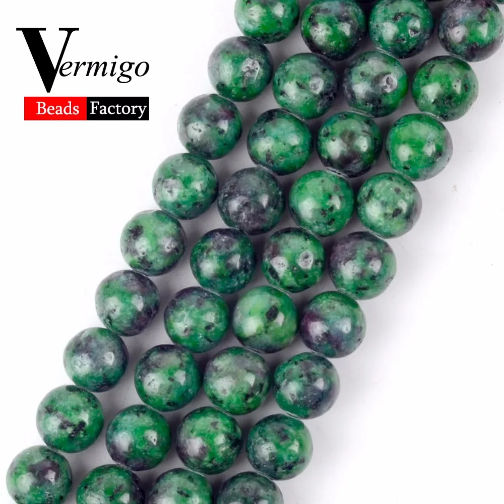 

Natural Epidote Zoisite Stone Round Spacer Beads For Needlework Jewelry Making For Diy Bracelet Necklace 4 6 8 10 12mm 15"Strand