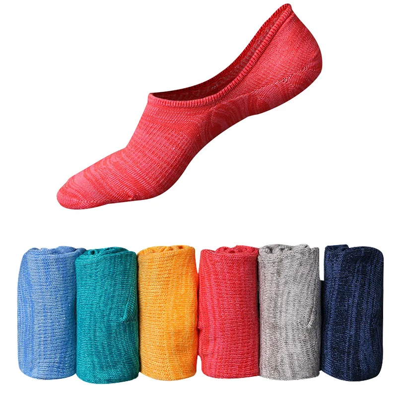 5 Pairs Men Socks Non slip Silicone Low Cut Invisible