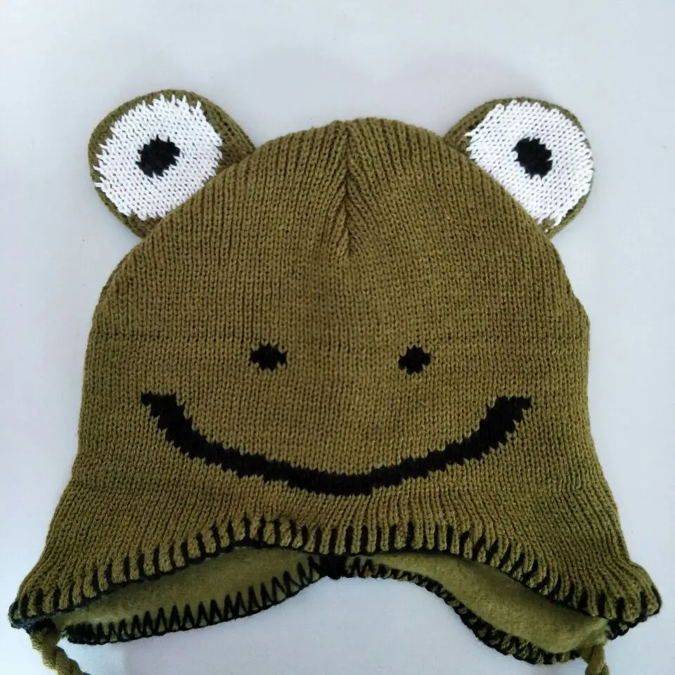 漫画の動物のかわいい猿ニットコットンビーニーキャップぬいぐるみ冬暖かい赤口猿カエル猫の帽子の子供の子フリース裏地 Cotton Beanie Monkey Hatbeanie Cap Aliexpress