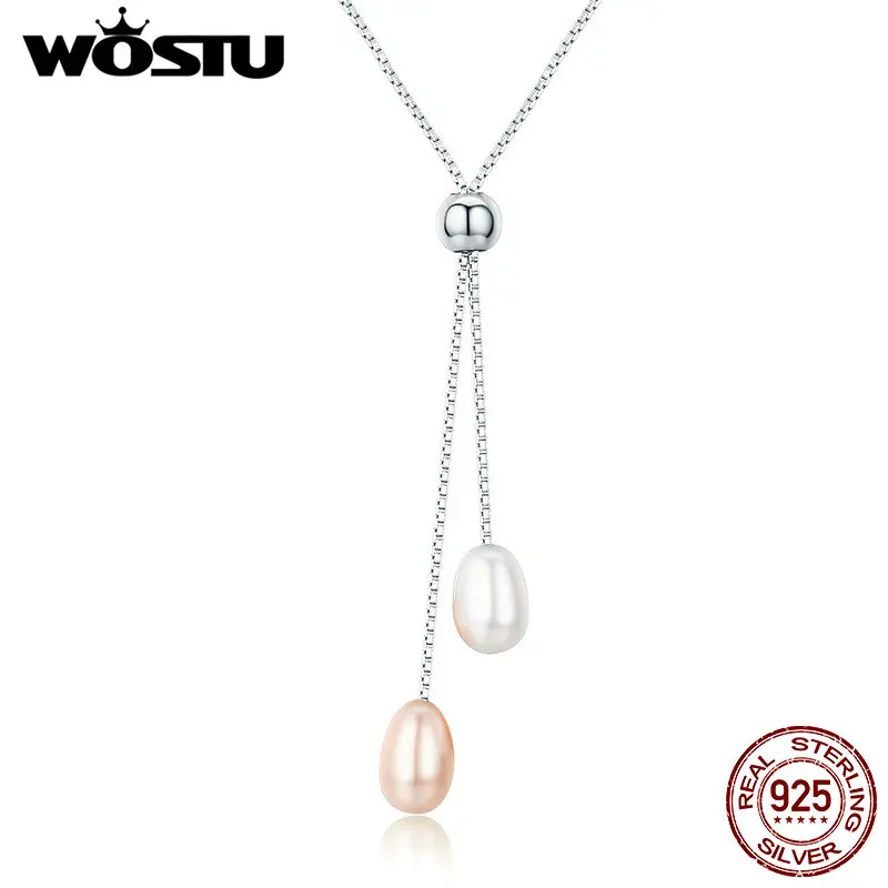 WOSTU Romantic 925 Sterling Silver Glittering Freshwater Pearl Women