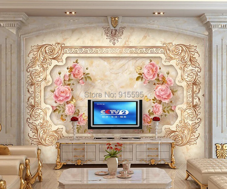 Пользовательские 3D Настенные обои Европейский Стиль 3D стерео рельеф розы цветок фрески настенные украшения гостиной спальни обои