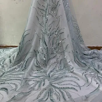 

FolaSade 2019 Fashionable Sequins Embroidered French Tulle Lace Fabric Latest Shining Crystal Beads African Lace Fabric Wo069