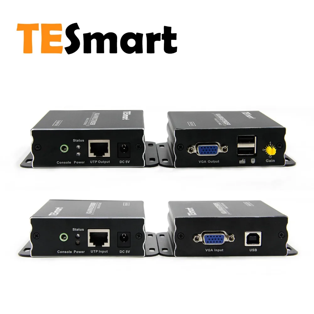 TESmart VGA KVM удлинитель Высокое качество 300 м USB VGA ИК KVM удлинитель по CAT5e/6 (один удлинитель TX + один удлинитель RX)