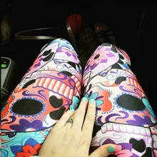 Plus Size S 4XL 2018 New 3D Printing Leggings Halloween Cartoon Cotton Skull font b Slim