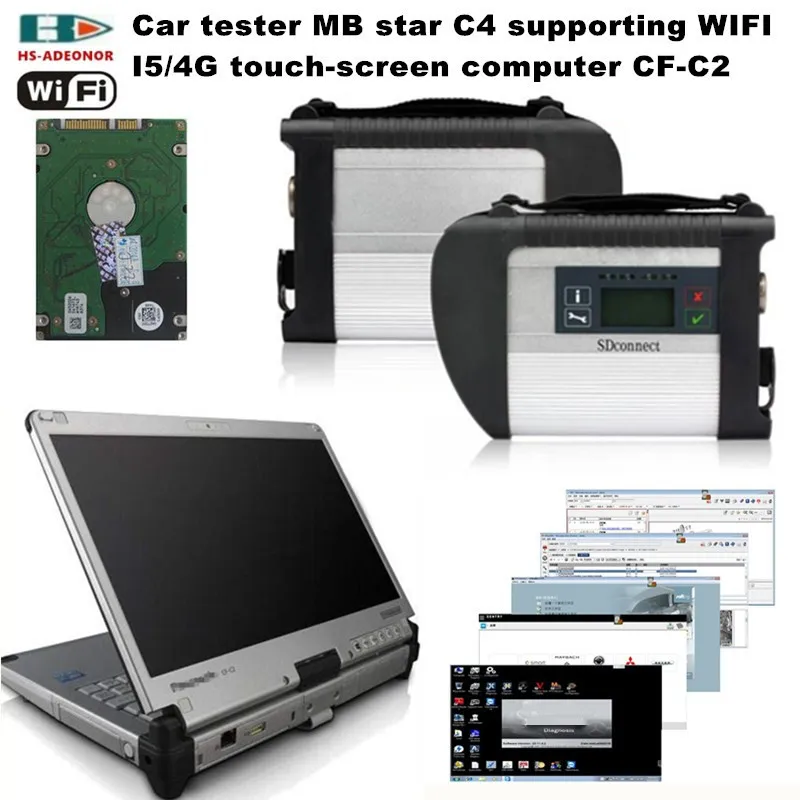 I5 4 г ноутбук Cf-c2 с новейшего программного обеспечения и mb star c4 obd сканер для Benz