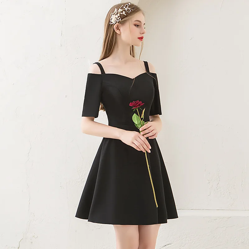Short Cocktail Dresses Elegant Modest Dress for Women Vestido De Coctel Little Black Above Knee Prom Gown Robe De Mini New
