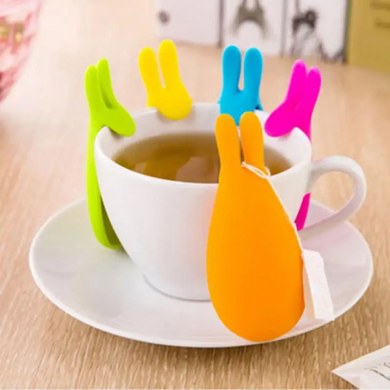 

Silicone Tea Infuser Bunny Ears Tea Bag Holder Spoon Rest Reusable Mug/Cup Clip