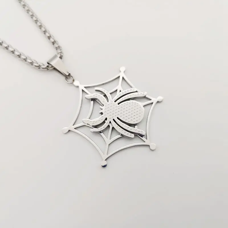 2019 New Fashion jewelry necklace men 316 Stainless steel hip hop spider net charm necklace for men stylish jewelry BLKN0120