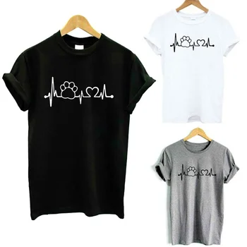 

Women's T-shirt Street Tide Wild Summer New Fashion T-shirt ECG Love Print Large Size Fashion Short Sleeve White Black